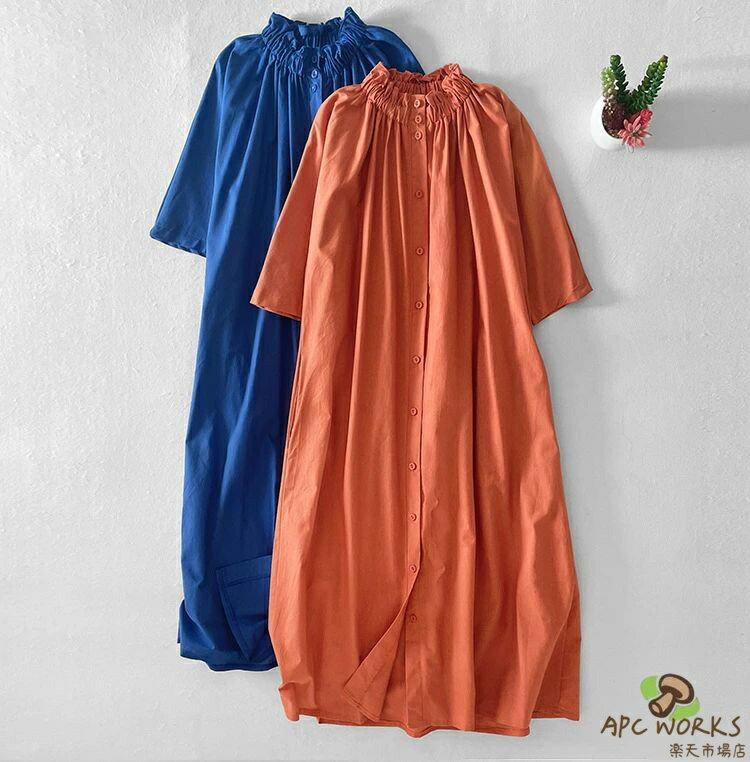 シャツワンピース 羽織り レディース 半袖 ワンピース 無地 夏 前開き ロングワンピース シャツワンピース ロング丈 Aライン 柔らか ナチュラル 大きいサイズ 体型カバー 着痩せ ゆったり 大人可愛い 送料無料