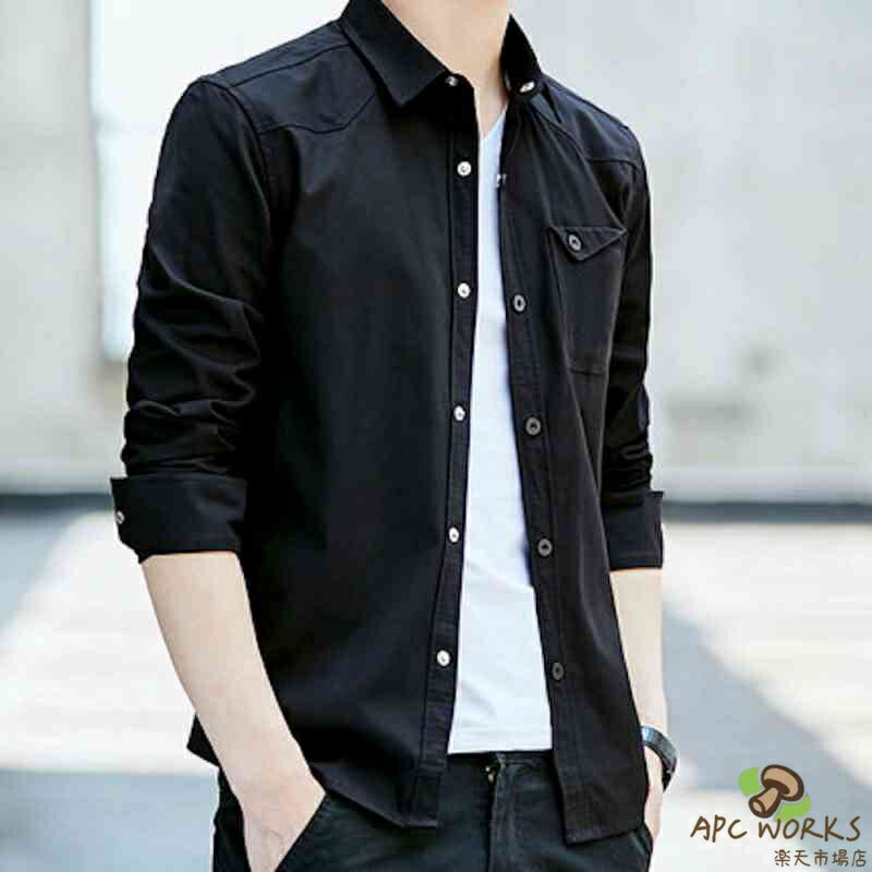 シャツ メンズ 黒 春 長袖 スーツ 大きいサイズ 厚手 フォーマル しわになりにくい インナー 秋 オフィス 暖かい 仕事 ブランド ネルシ..