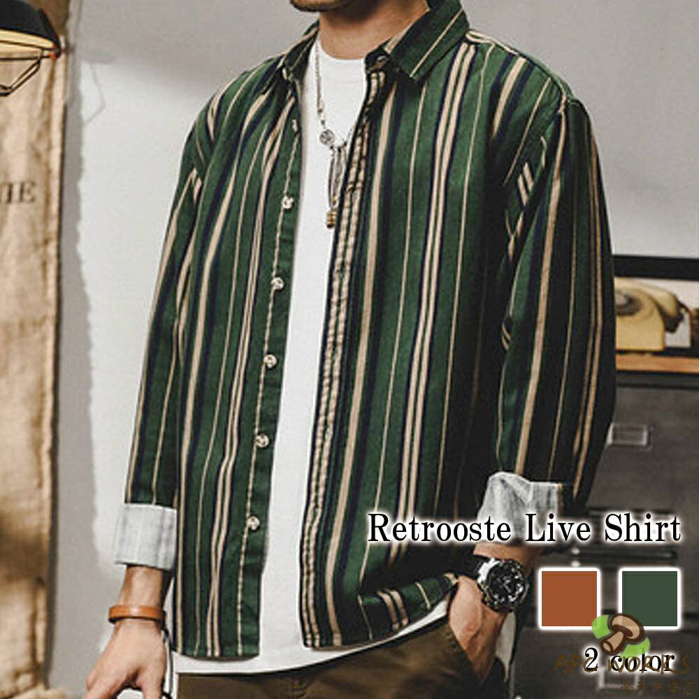 乐天商城 - シャツ メンズ レトロストライプシャツ 大きいサイズ ノーカラー 春 派手 襟付き 薄手 オフィス おもしろ 肌着 夏 コーデ Tシャツ インナー フランネル 涼しい ゴルフ カジュアル ネルシャツ 半袖 おしゃれ 七分袖 ビジネス オシャレ ロング 黒 ドルマン ブランド