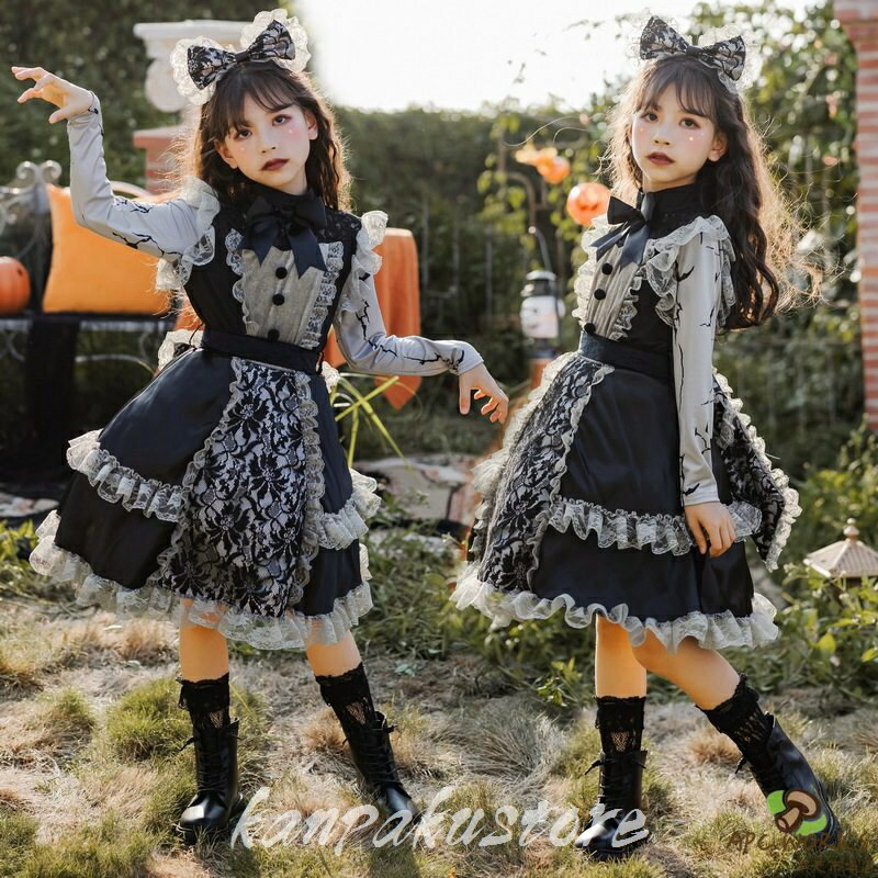 ハロウィン 衣装 子供 魔女 巫女 ダークゴシック コスプレ 吸血鬼 悪魔 子供 ロリータ服 コスチューム ハロウィン仮装 キッズ 女の子 ヴァンパイア 子供用 仮装 キッズ衣装 コスプレ衣装 文化祭 舞台劇 お化け屋敷衣装 パーティーグッズ 演出服 ステージ服 お化け 恐怖 変装