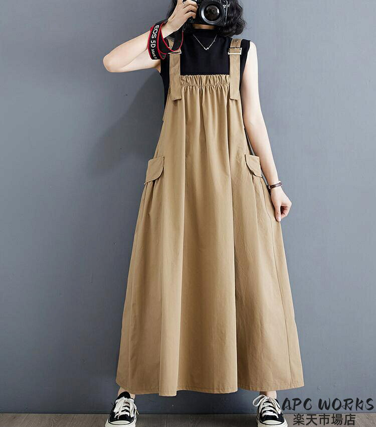 APC WORKS楽天市場店のジャンパースカート サロペット ワンピース レディース オーバーオール 大きいサイズ サロペスカート サロペット スカート レディース ジャンバースカート ワンピース ロングワンピ 体型カバー オーバーオール オールインワン 授乳服 妊婦服 マタニティ ワンピース 妊婦 綿｜アングル2