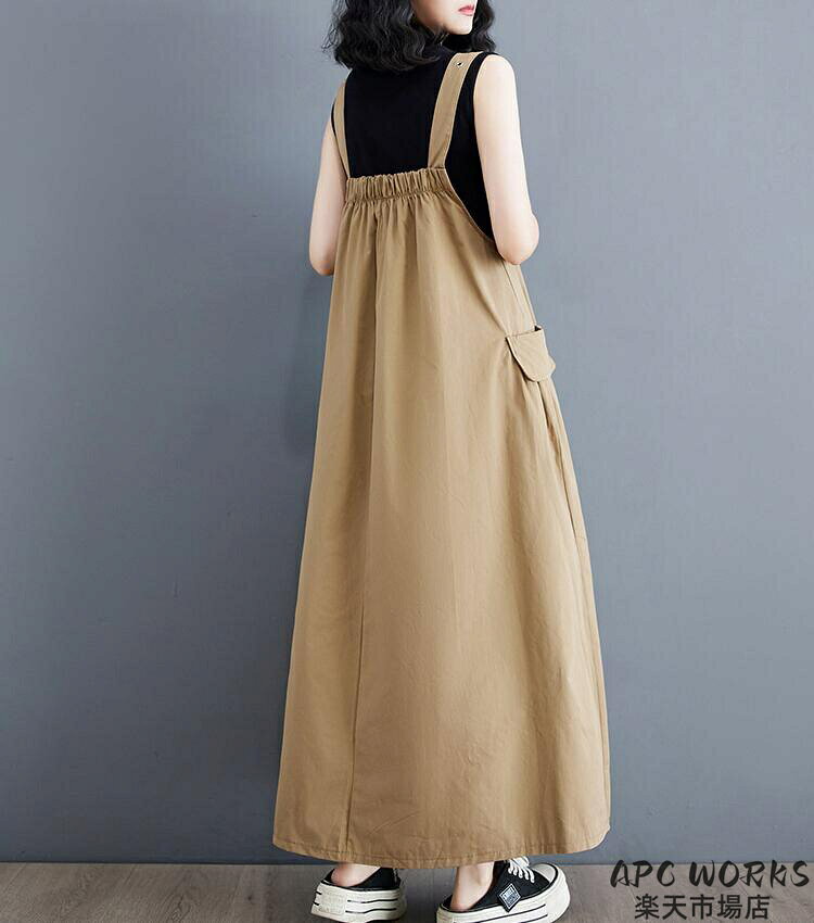 APC WORKS楽天市場店のジャンパースカート サロペット ワンピース レディース オーバーオール 大きいサイズ サロペスカート サロペット スカート レディース ジャンバースカート ワンピース ロングワンピ 体型カバー オーバーオール オールインワン 授乳服 妊婦服 マタニティ ワンピース 妊婦 綿｜アングル3
