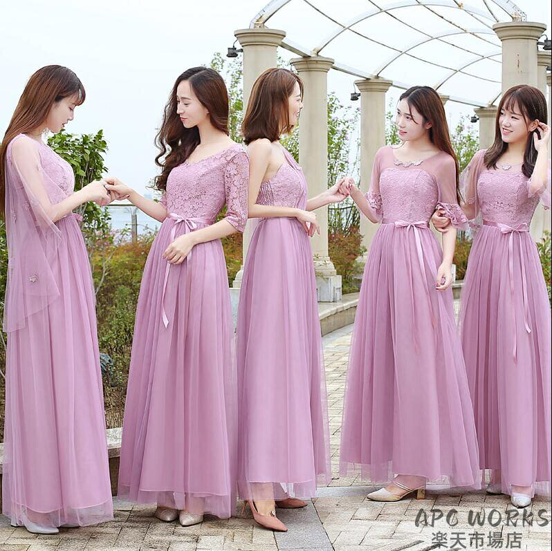 APC WORKS楽天市場店のロングドレス 演奏会 Long dress 二次会 結婚式 ウェディングドレス 謝恩会 ドレス 花嫁ドレス ブライズメイド ドレス ワンピース 介添え パーティードレス 袖あり 発表会 上品 ウェディングドレス 着痩せ 20代 30代 40代 50代 短納期｜アングル2
