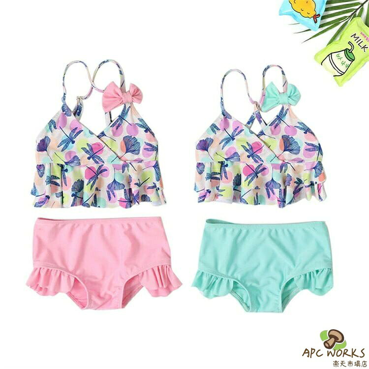 子供水着 キッズ 水着 女の子 ジュニア 上下セット パンツ セパレート ラッシュガ...