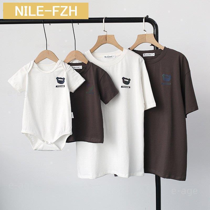 親子コーデ 春夏親子ペアルック親子ワンピース親子ペア親子お揃い熊柄 レディース半袖Tシャツ韓国風Tシャツブラウス女の子 男の子カジ..