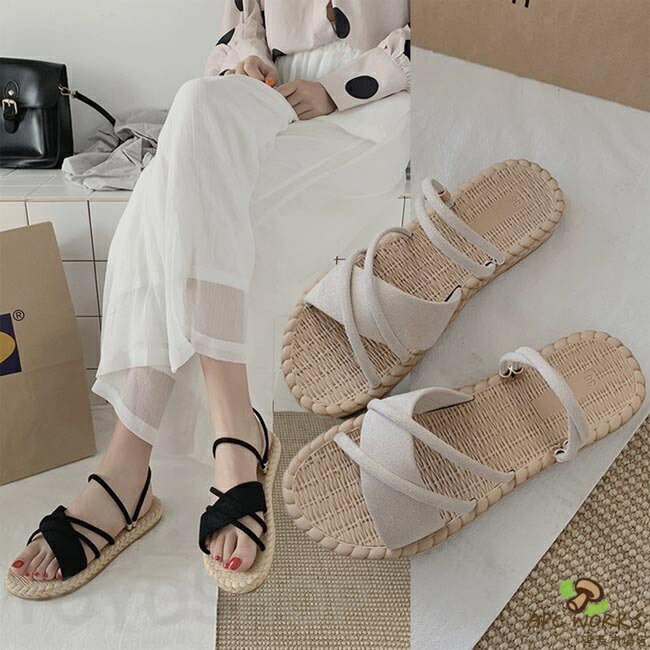 サンダル レディース フラットサンダル ミュール 夏 シューズ ぺったんこ サマーサンダル 美脚 ベルトデザイン サマーシューズ 楽チン リゾート 靴 ベージュ イエロー ブラック