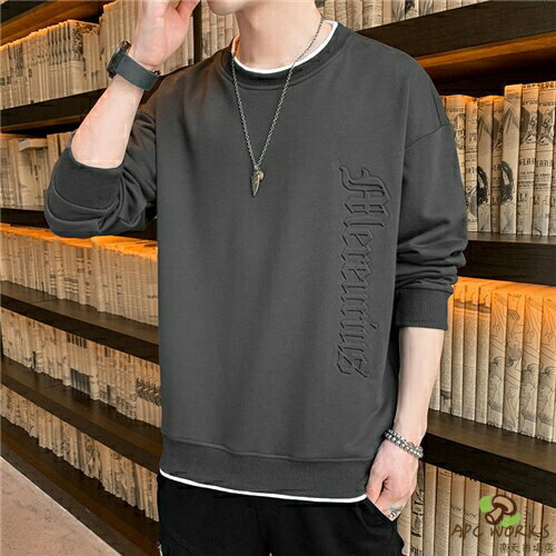 乐天商城 - メンズ トレーナー おしゃれ 春秋 長袖 tシャツ プルオーバー トレーナー メンズ ブランド トップス 大きい サイズ 人気 ロングtシャツ メンズ ブランド 冬 長袖 韓国風 カジュアル おしゃれ トレーナー メンズ 大きい サイズ メンズファッション オシャレ プレゼント 灰色