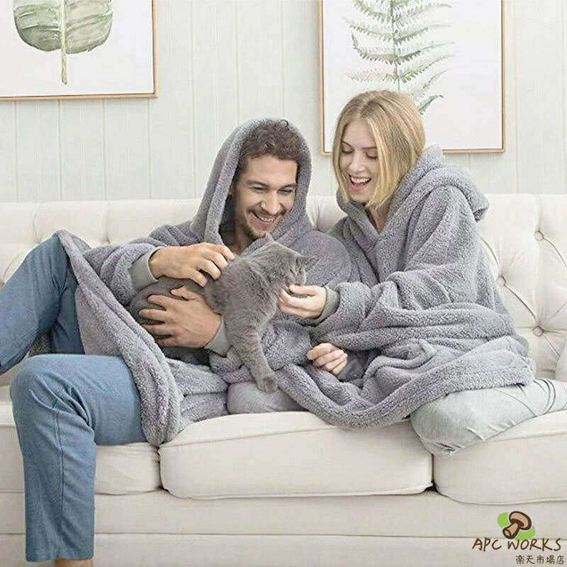 着る毛布 冬用 ルームウェア 極厚版 ボア付き メンズ レディース もこもこ 部屋着 ...