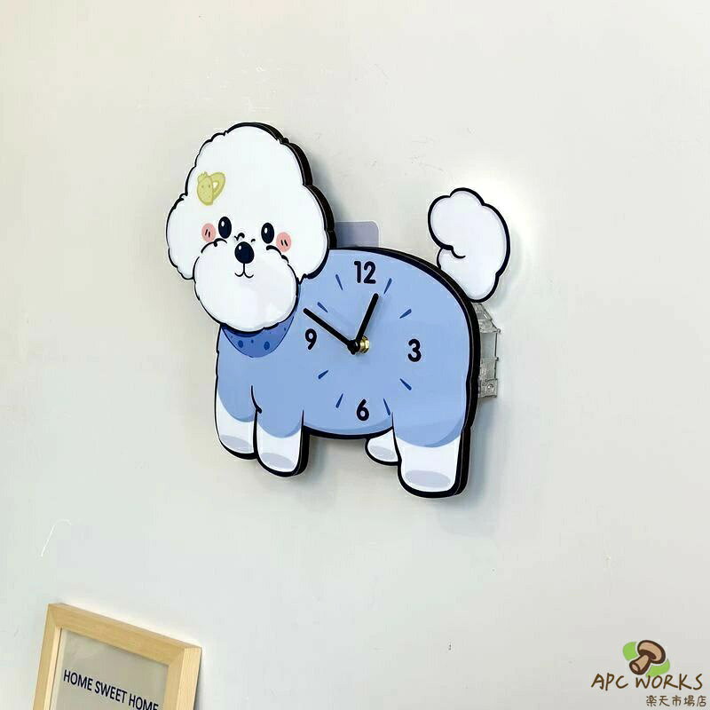 掛け時計 静音 壁掛け時計 30*40cm 犬モビールクロック 振り子時計 しっぽが左右に揺れる プードル シンプル かわいい キュート おしゃれ 小屋 子供 子供部屋 幼稚園 小学 インテリア 新築祝い 新生活 プレゼント [3]