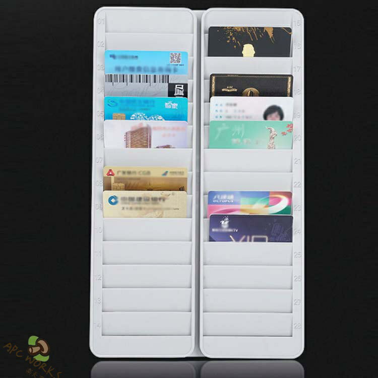APC WORKS楽天市場店のカードラック IDカードラック ICカードラック 24人用 24枚 収納 タイムカードラック 番号入り プラスチック製 軽量 壁掛け クレジットカード カードホルダー カードキー 入室 IC・磁気カード用 ポイントカード バッチラック 店舗 ホテル 送料無料｜アングル3