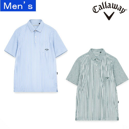 樂天商城 - 【最新モデル】≪キャロウェイアパレル　Callaway Apparel≫ゴルフウェア　メンズストライプジャカードボタンダウン半袖シャツC26134108-1110-1140-9900