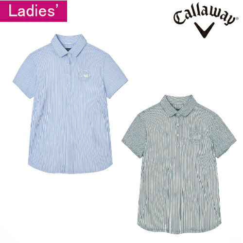 樂天商城 - 【最新モデル】≪キャロウェイアパレル　Callaway Apparel≫ゴルフウェア　レディース-ストライプジャカード半袖シャツC26134203-1110-1140-9900