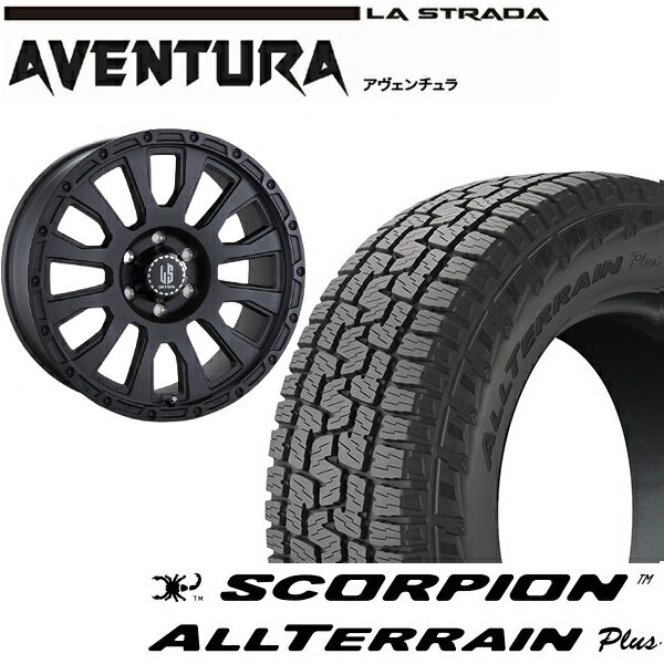 265/70R17 115T ピレリ スコーピオン オールテレーン プラス タイヤホイール4本セット　LA-STRADA AVENTURA 17x8.0J +25 6/139.7 リンクルブラック