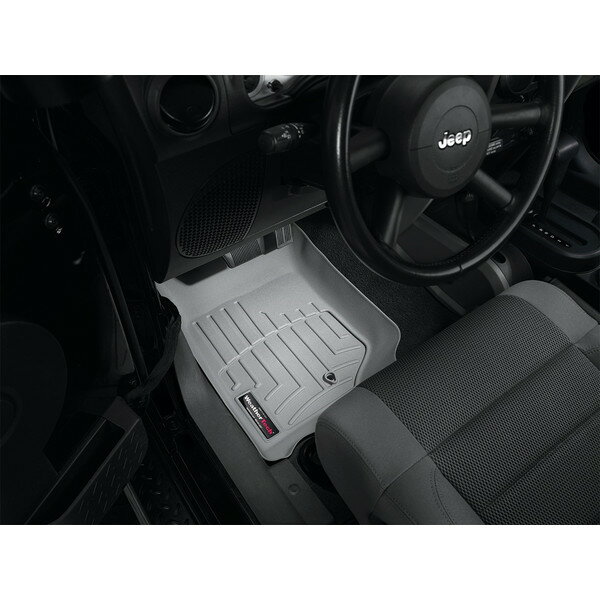 【WeatherTech/ウェザーテック正規輸入元】ジープ　ラングラーアンリミテッド（2007〜2011年）左ハンドル車 フロアマット/フロアライナー（フロント＆リア）（グレー）