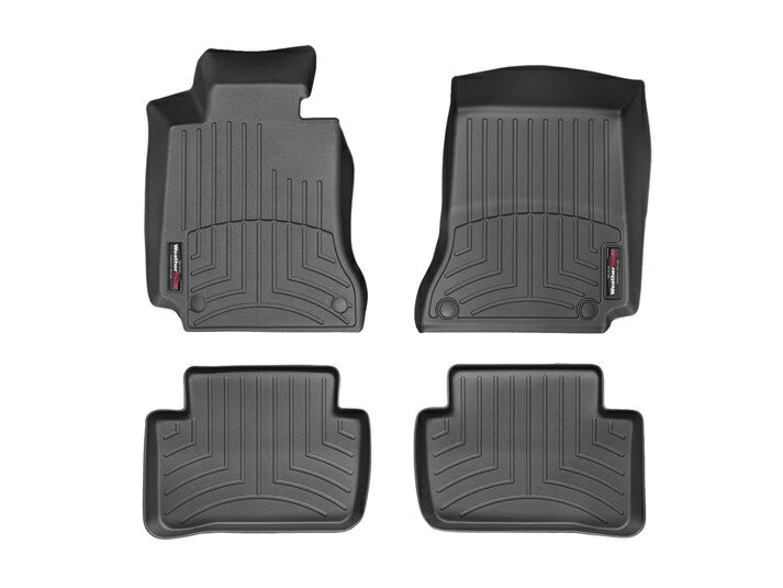 乐天商城 - 【WeatherTech/ウェザーテック正規輸入元】MERCEDES BENZ（メルセデス ベンツ） Cクラス セダン（2012〜2014年）左ハンドル車 フロアマット/フロアライナー（フロント＆リア）（ブラック）