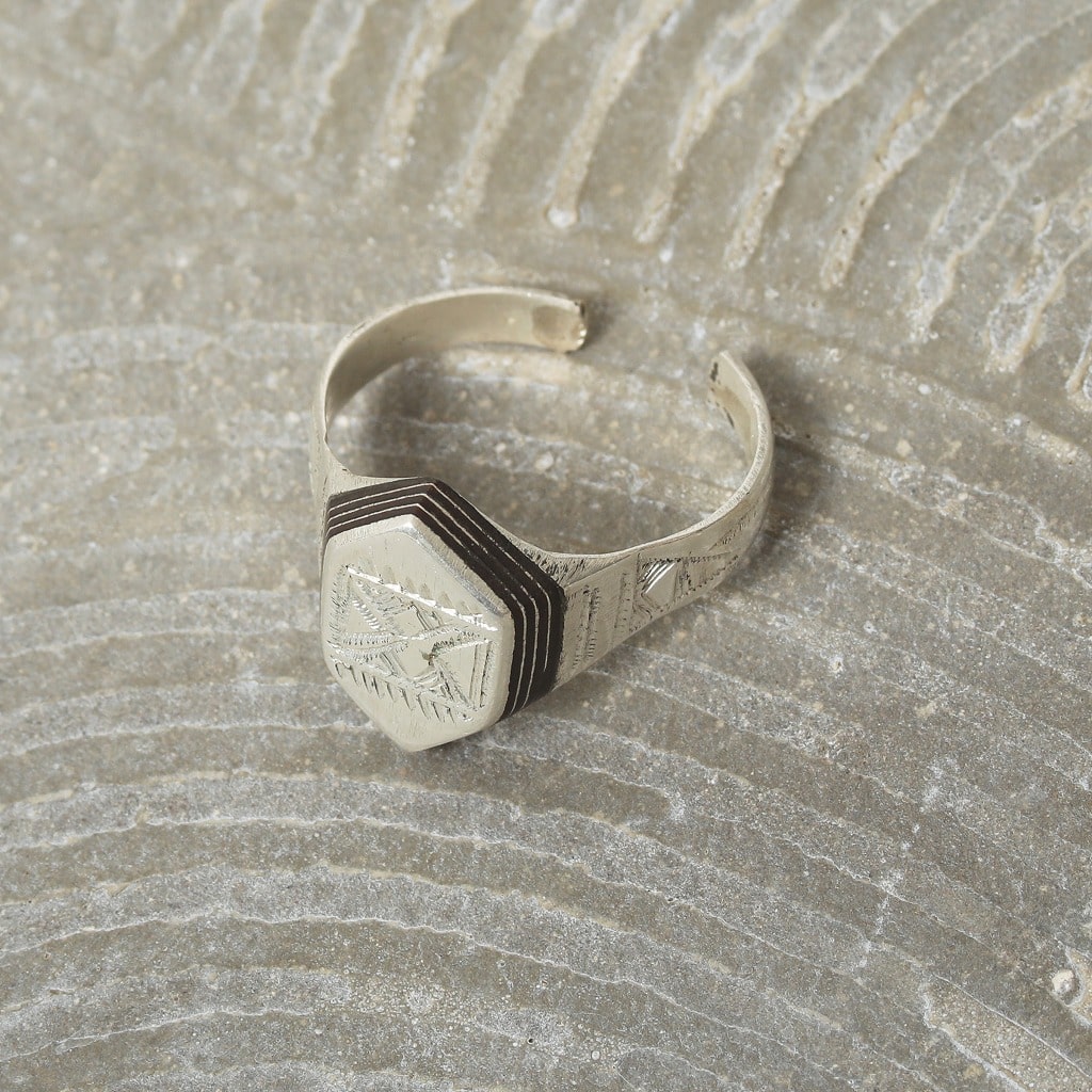 TUAREG SILVER JEWELRY トゥアレグ シルバー ジュエリー アフリカンシルバー ヘキサゴンリング シルバー B F