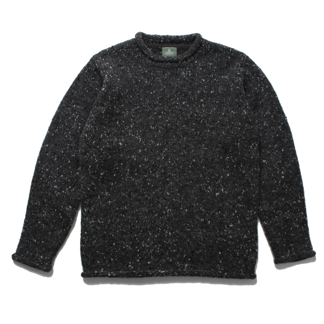 aran woollen mills アラン ウーレン ミルズ Roll Neck Sweater ツイードロールネックセーター454 ブラック