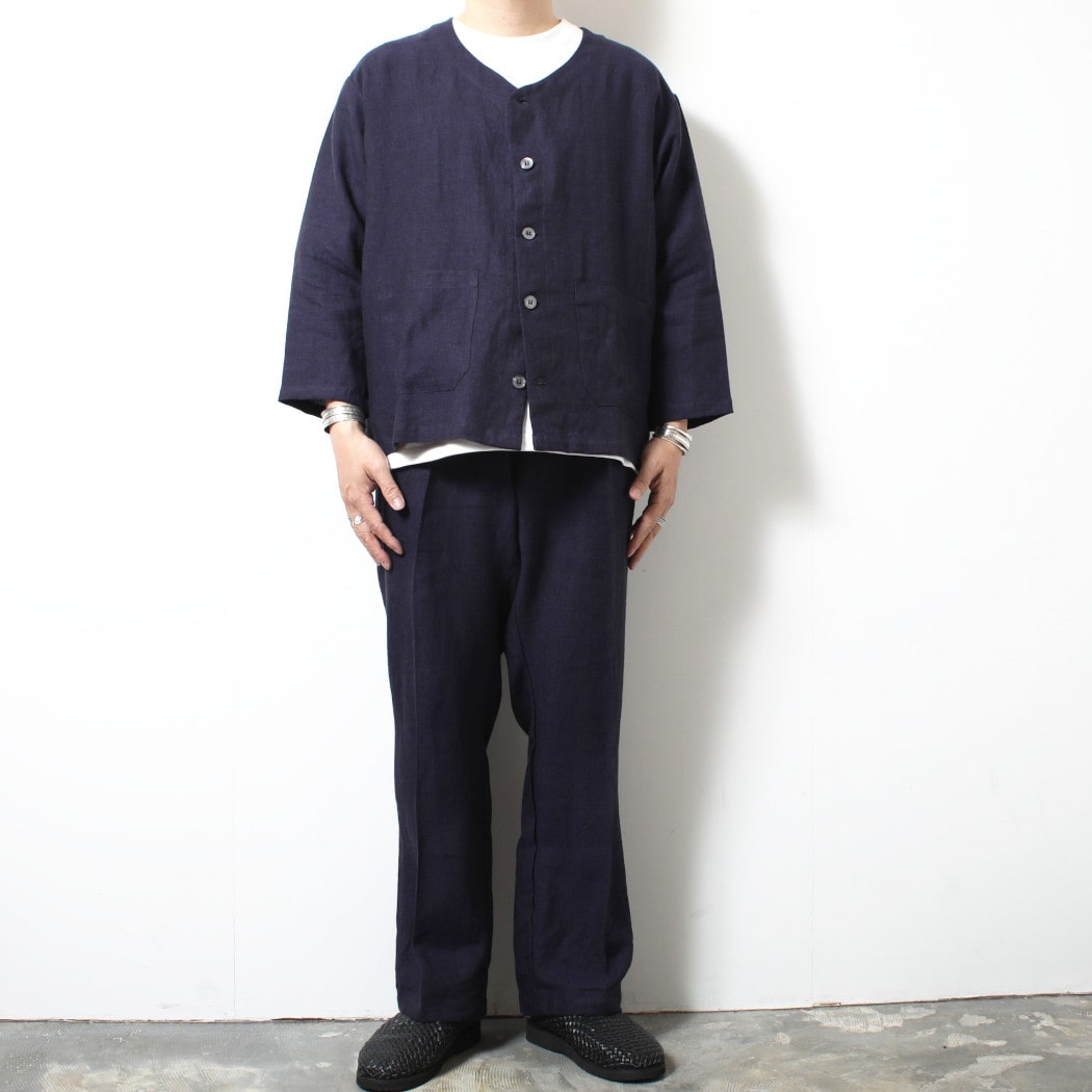 AuVraiChic BRITAIN オーブライシックブリテン アイリッシュリネン ワークパンツ ネイビー Indigo