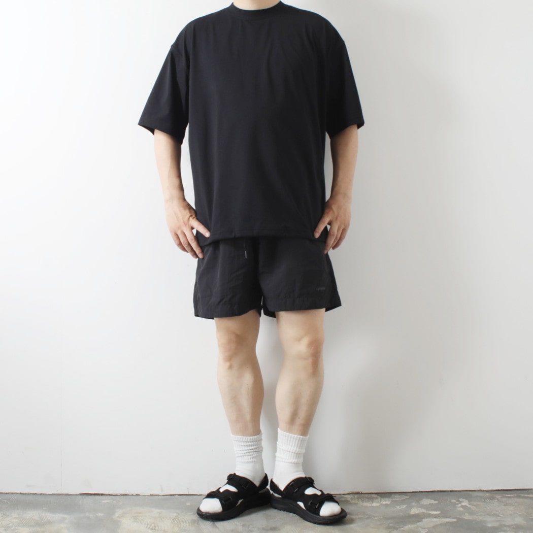 +phenix プラスフェニックス ワッシャーハーフパンツ 軽量ナイロン 撥水加工 ブラック