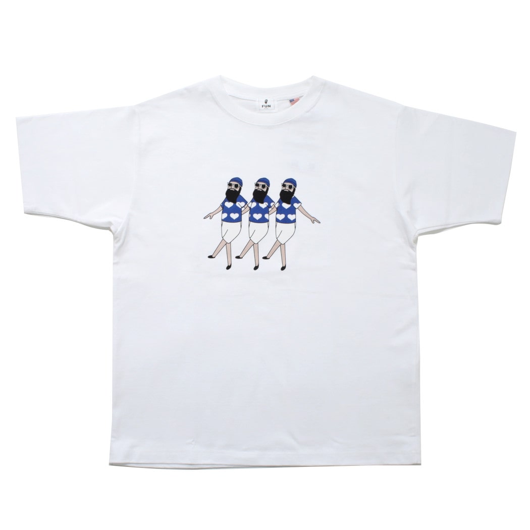 FUN Up Necessary modemdesign ファン おじさん ハート Tシャツ ホワイト