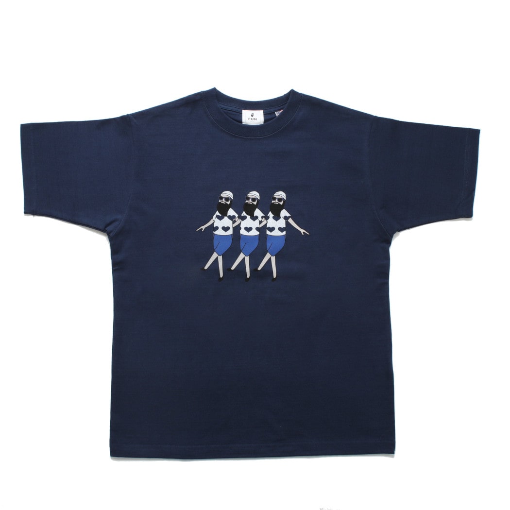 FUN Up Necessary modemdesign ファン おじさん ハート Tシャツ ネイビー