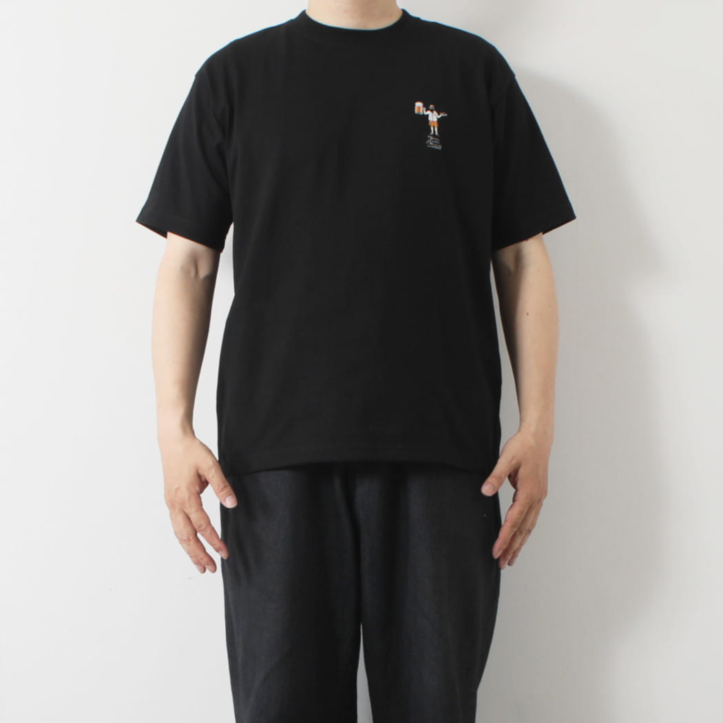 乐天商城 - FUN Up Necessary modemdesign Beer＆Gyoza ファン おじさん Tシャツ ブラック