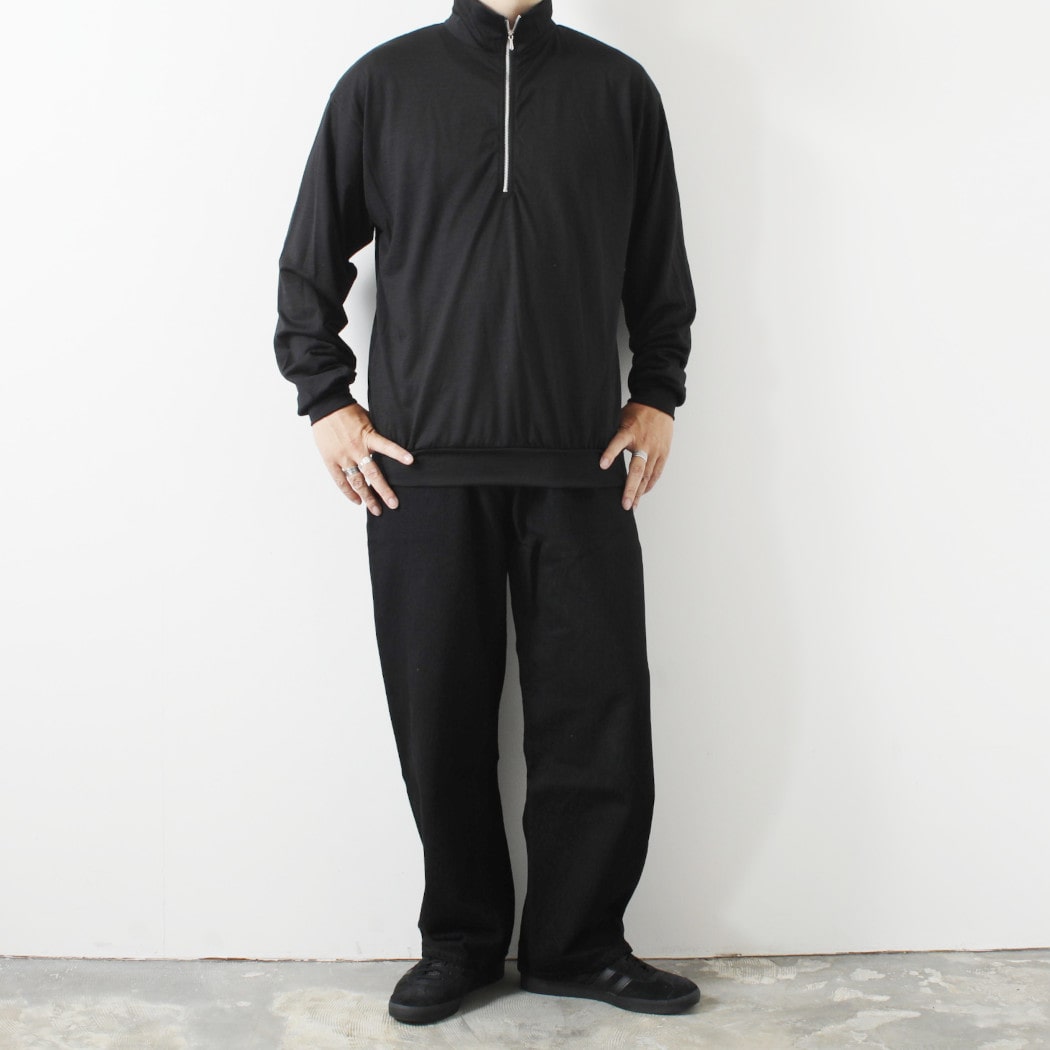Rakuten - INTERIM インエリム エクストラ ファイン メリノウール ジャージー ハイネック ハーフジップ ブラック