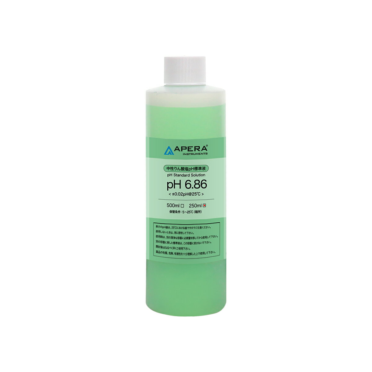 APERA pH6.86中性りん酸塩pH標準液 校正液 250ml 原液のまま使用 色付きで使い間違いなく