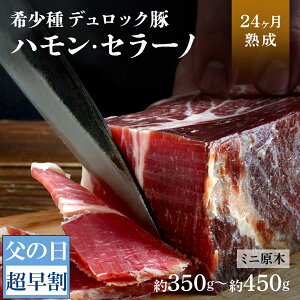 【 父の日 超 早割 4,280円！】【 送料無料 】 スペイン産 ハモンセラーノ ブロック 24ヶ月熟成 生ハム 約350g～450g 希少種デュロック豚使用 プレゼント グルメ 食品 贈答 食べ物 ミニ 原木 おつまみ お試し 原木 高級 2023 母の日 父の日 お中元 お歳暮