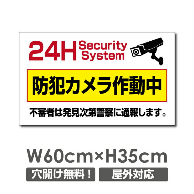 『APEX看板』24時間防犯カメラ作動中W600mm×H350mm 防犯カメラ カメラ録画中 パネル看板 プレート看板 camera-228p