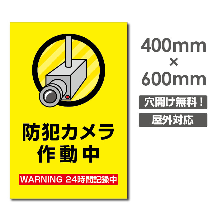 『APEX看板』 W400mm×H600mm 防犯『防犯カメラ作動中』視線でドキ 看板 プレート看板 防犯カメラ 監視カメラ 通報 カメラ作動中 カメラ カメラ録画中パネル看板 camera-258