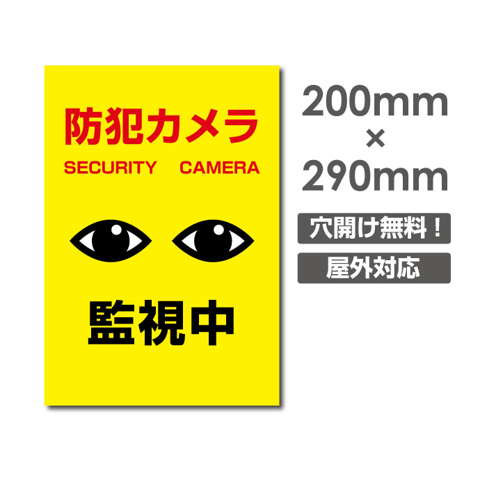 『APEX看板』 W200mm×H290mm 『防犯カメラ監視中』防犯カメラ作動中 視線でドキ 看板 プレート看板 防犯カメラ 監視カメラ 通報 カメラ作動中 カメラ カメラ録画中パネル看板 camera-266