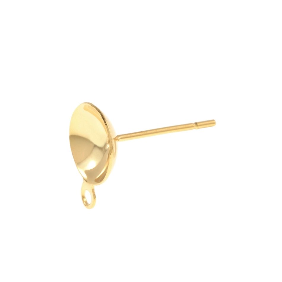 [10個] * ポストのみ * お椀皿 ［ カン付き 8mm ］ ピアス ［ ゴールド 金 ］ サージカルステンレス パーツ 金属アレルギー対応 P1-05