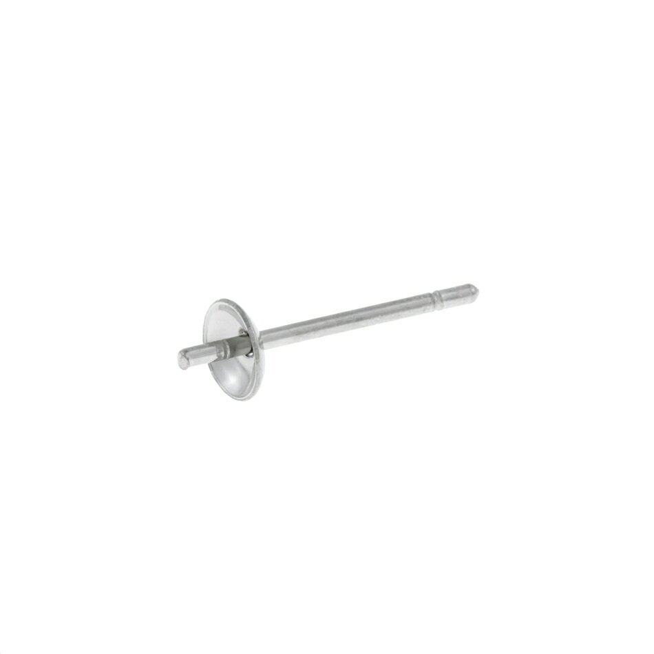[50個] 【 ポストのみ 】 * 長い * 芯有り お椀ピアス 4mm ［ 銀 シルバー ］ サージカルステンレス パーツ 金属アレルギー対応 P1-04