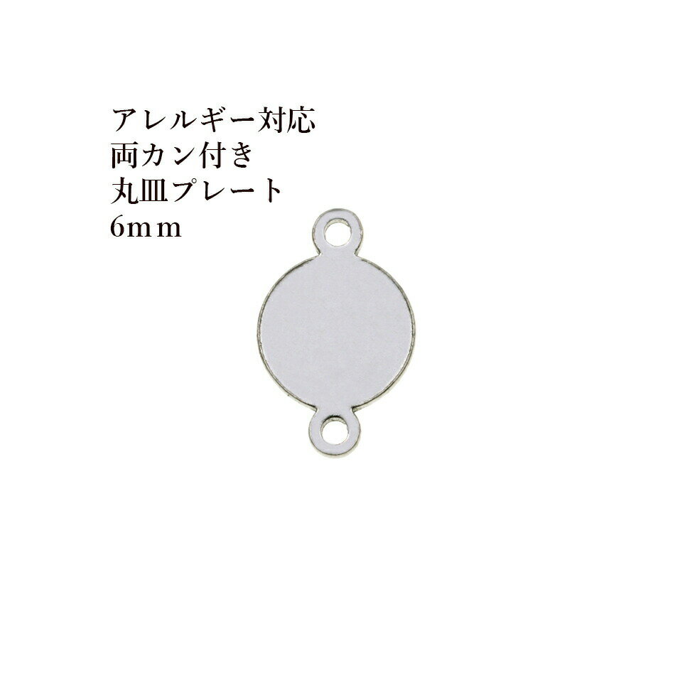 ［10個］ 【 両カン付き 】 メタル 丸皿 プレート 6mm [ 銀 シルバー ] O-04 チャーム 金具 ラウンド サージカルステンレス パーツ アレルギー対応