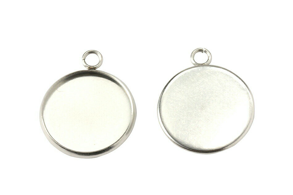 ［10個］ ステンレス 【 カン付き 】* ミール皿 * 16mm ［ 銀 シルバー ］ パーツ レジン 金属 アレルギー 対応