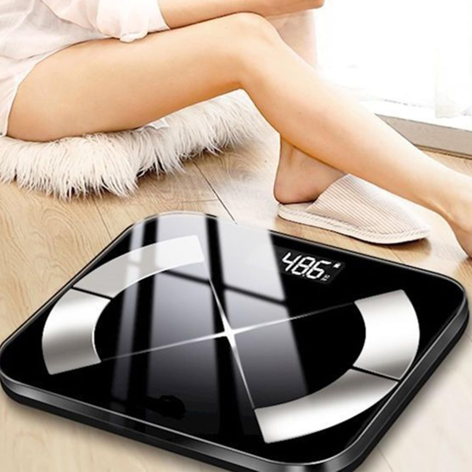 アピネスの体重スケールバスルーム、体重のデジタルスケール,USB正確なデジタルスケール - ホームジムトラベルフィットネストレーニングシニア小児妊娠用のポータブル精密ボディ脂肪モニター｜アングル3