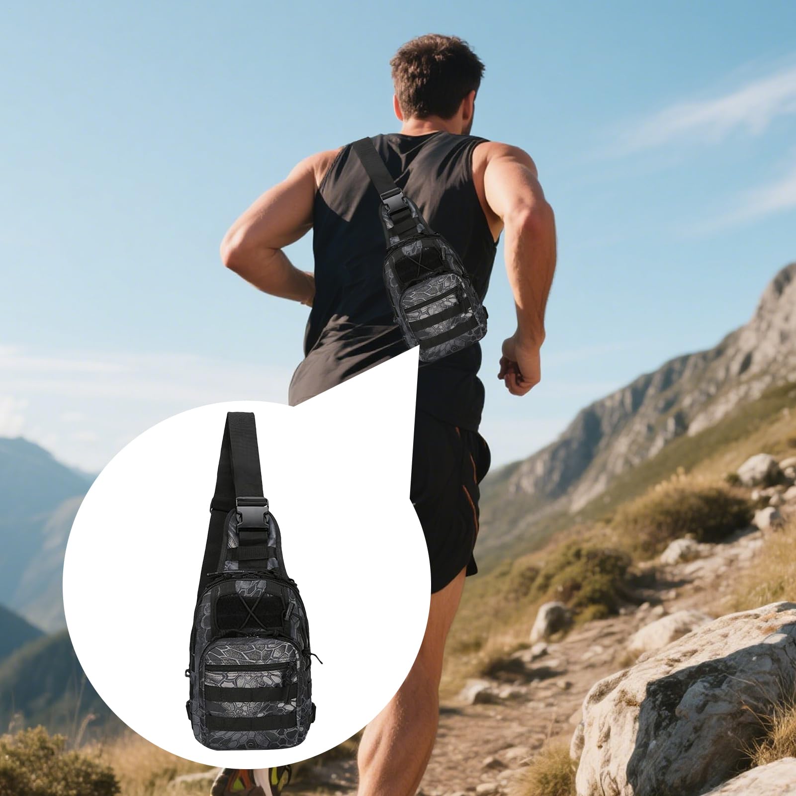 アピネスの[] メンズ チェストバッグ,パーソナルポーチ - 携帯用 防盗 防水 ポーチ 鍵 スマホ 旅行 スポーツ ランニング アウトドア｜アングル2