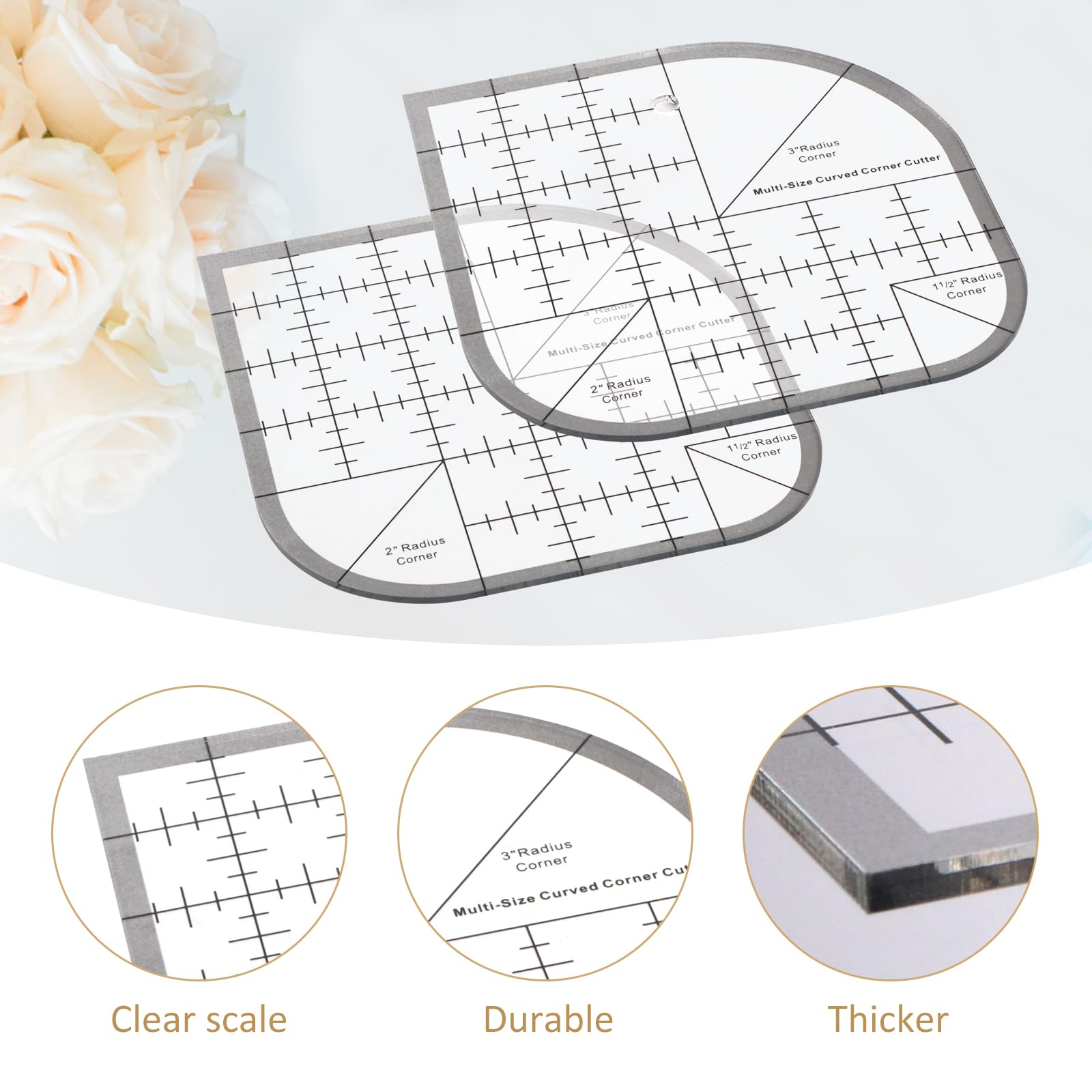 クリエイティブカーブコーナーカッター - アクリル裁縫キルト定規、パッチワーク定規、パッチワークツール用テンプレート