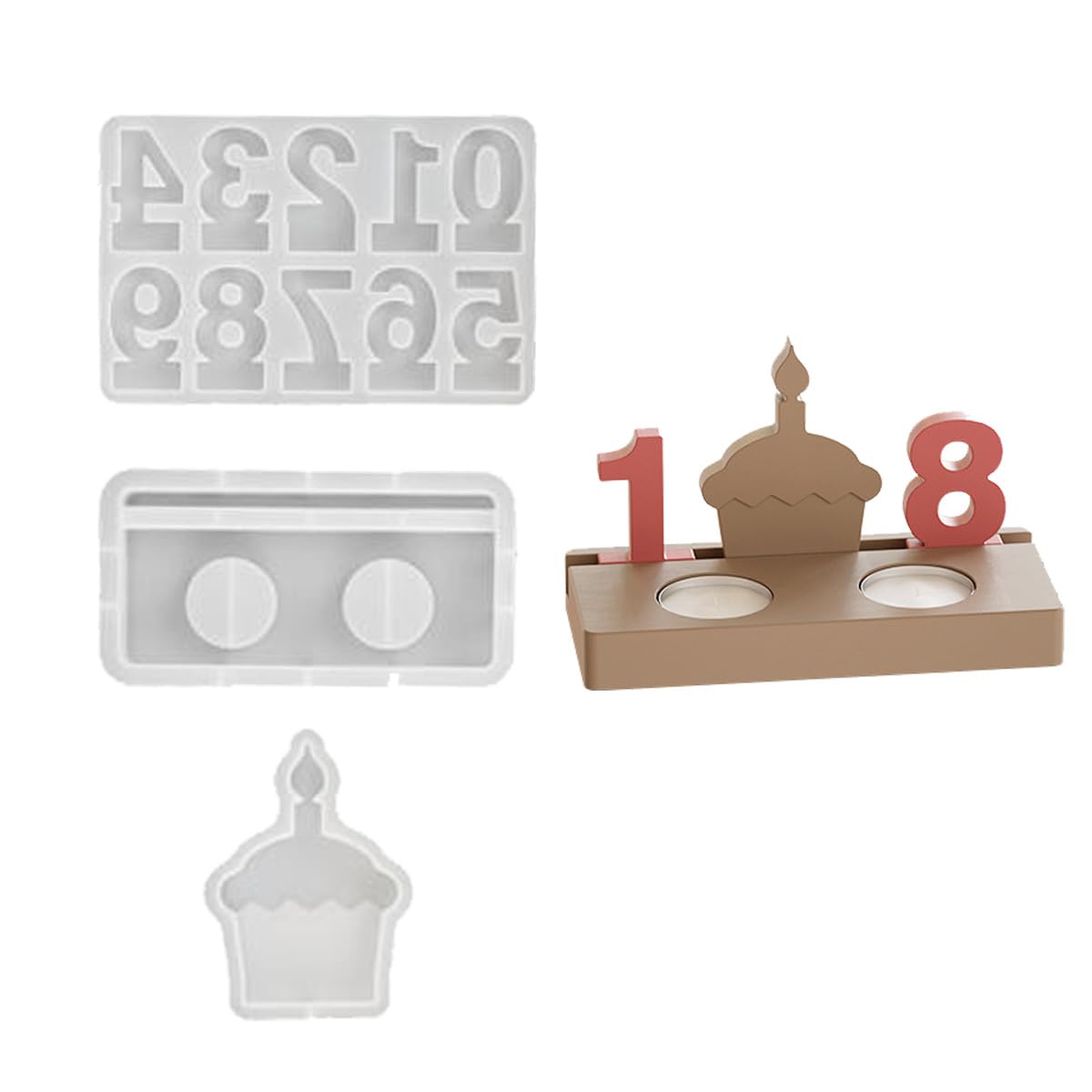 個の数字 シリコンキャンドル 型 ベース付き バースデーケーキトッパー ソープ型 チョコレート型 ハロウィンのクッキー ソープキャンドル ケーキデコレーション用