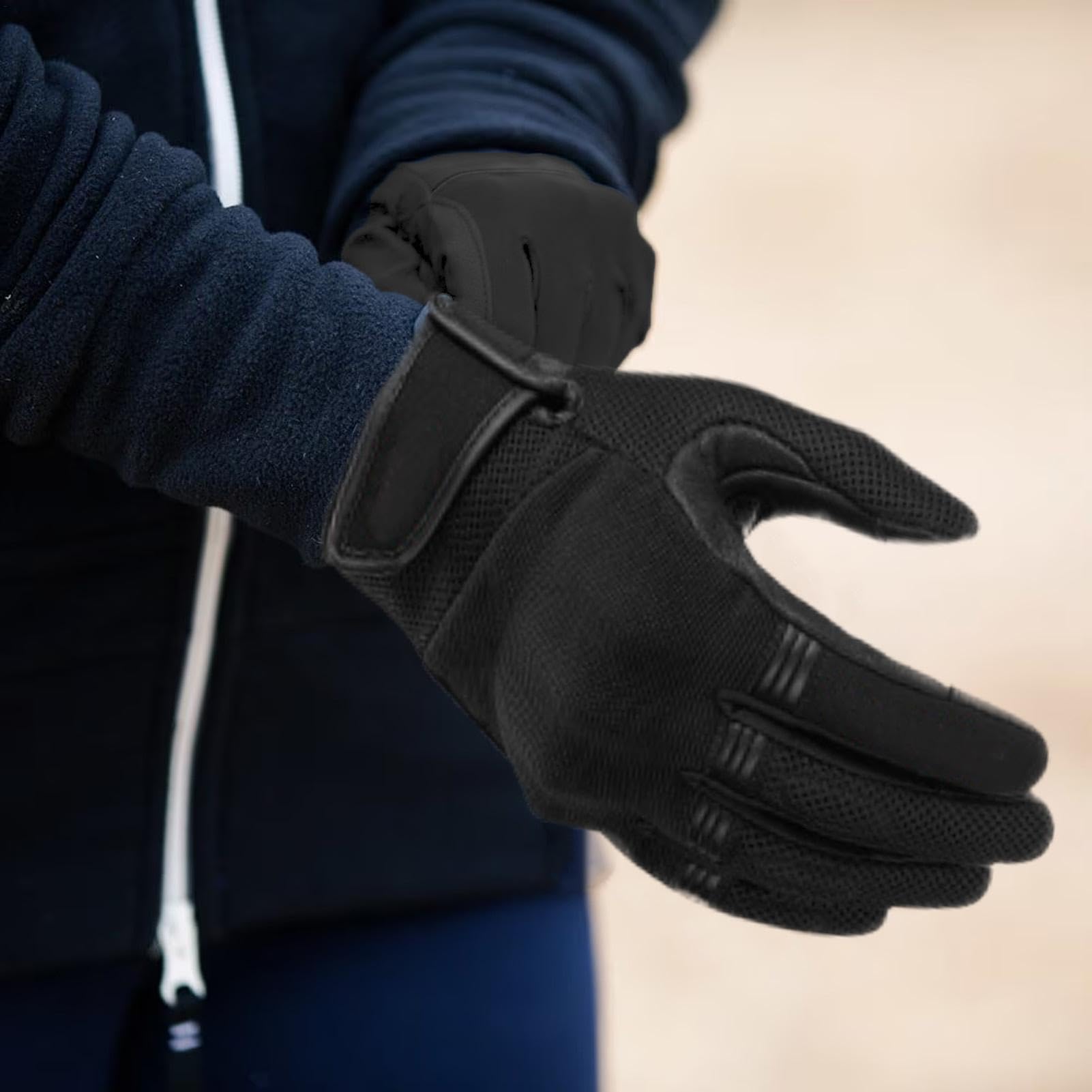 男性用のオートバイの手袋、フルフィンガーサイクリンググローブ - アンチスリップ防水防風フルフィン..