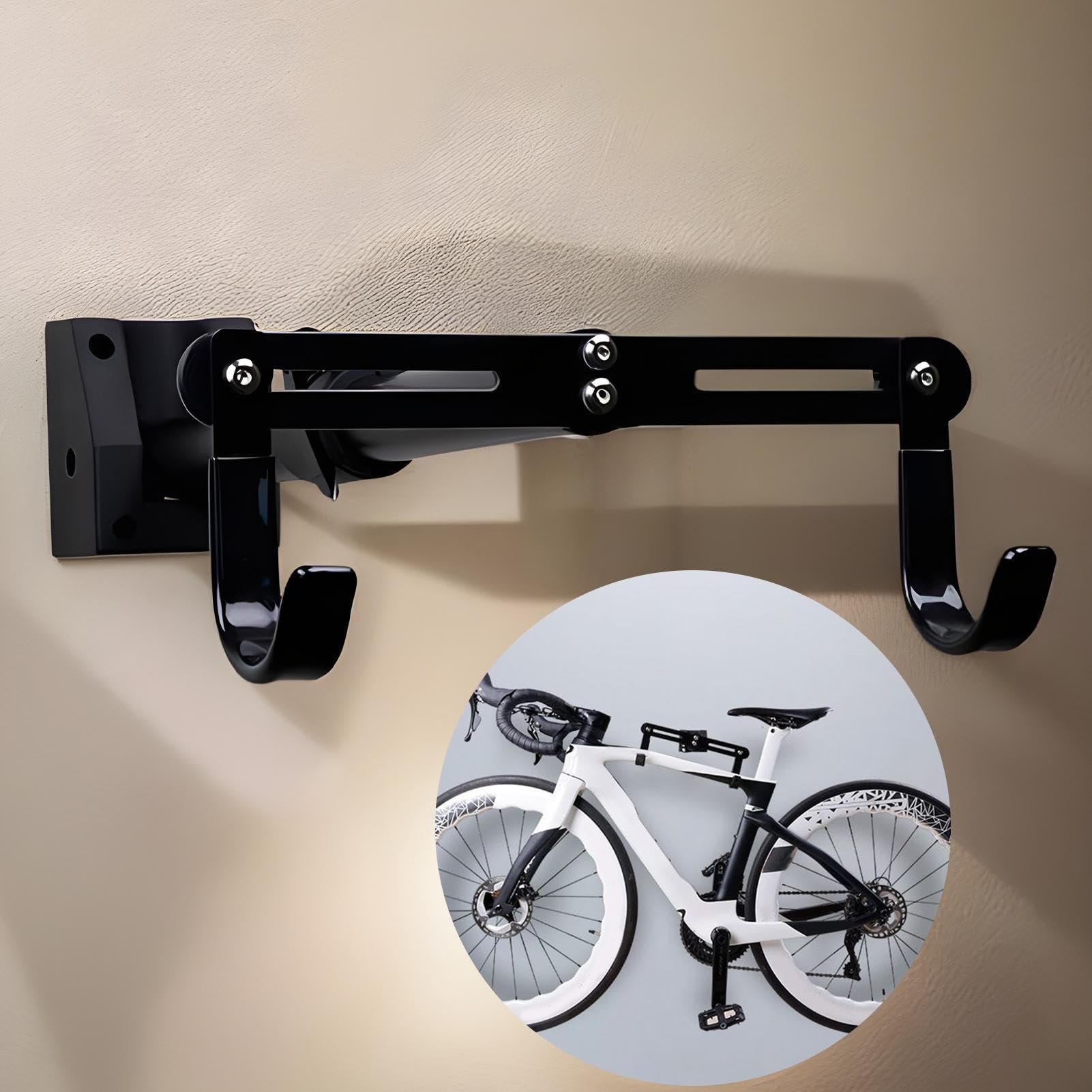 壁掛け自転車ハンガー | 自転車用収納ラック 壁フック - 360度調整可能 収納ホルダー・ラックシステム ガレージ・作業場・庭用