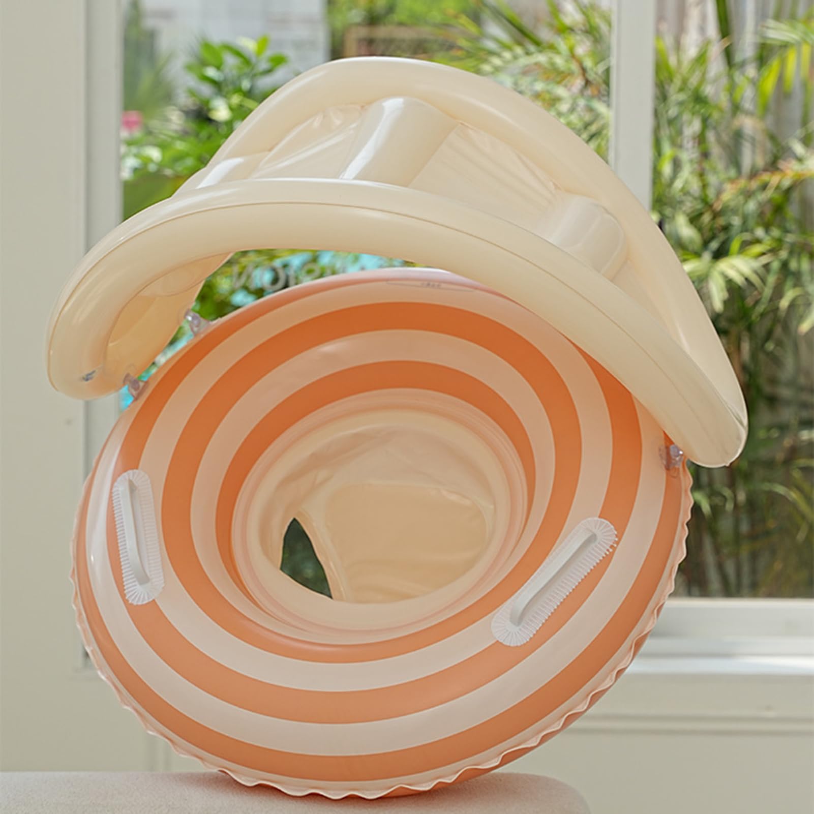 ベビーフロート キャノピー付き - トドラーエア式スイミングシート - 子供用ロリポップフロート 日よけキャノピー付き 屋外遊び 水泳 海 プール