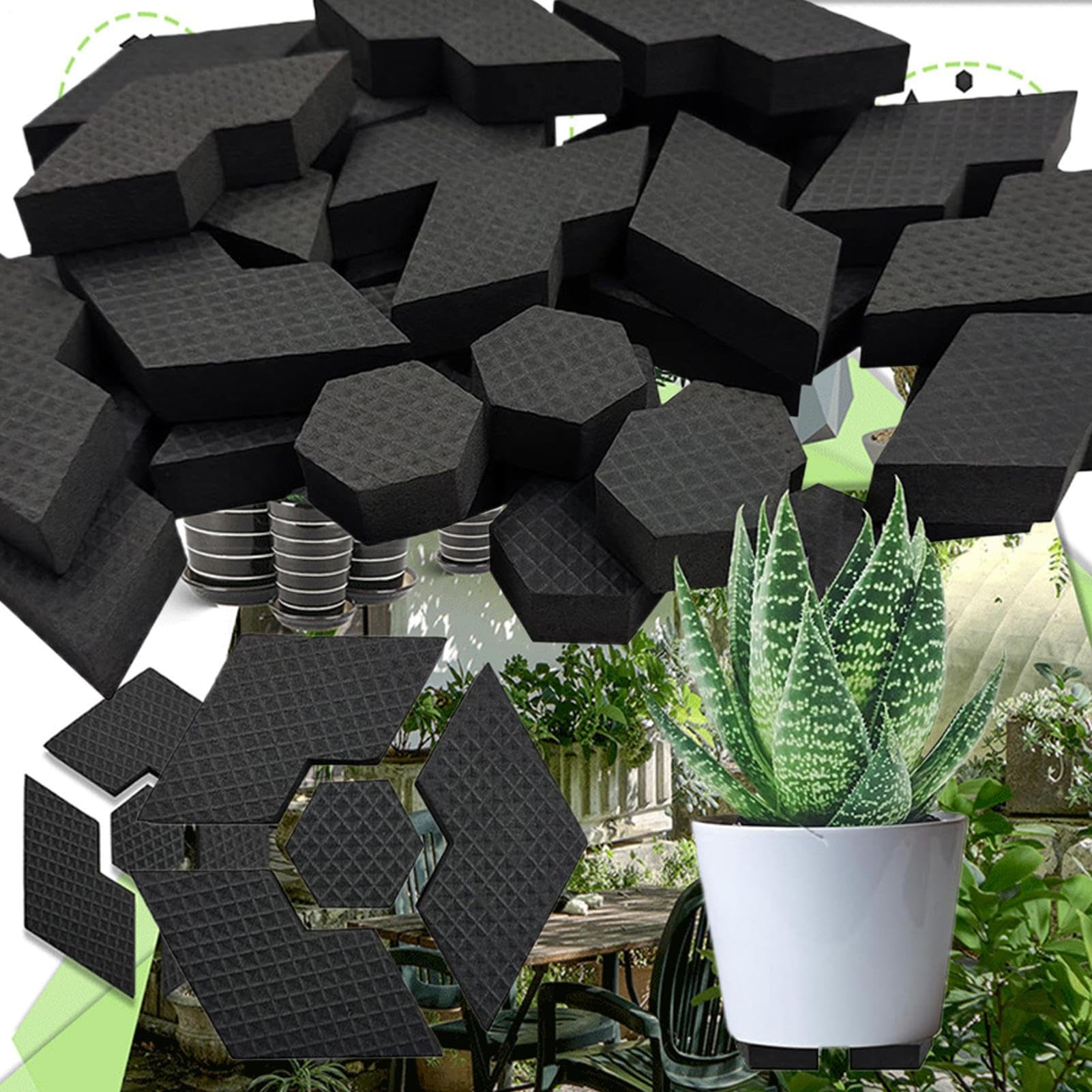 植木鉢用 ポットフィート, 屋外プランター用 足台 10セット, 滑り止め園芸パッド六角形プランター台 屋内屋外リビング寝室ベランダ窓辺用