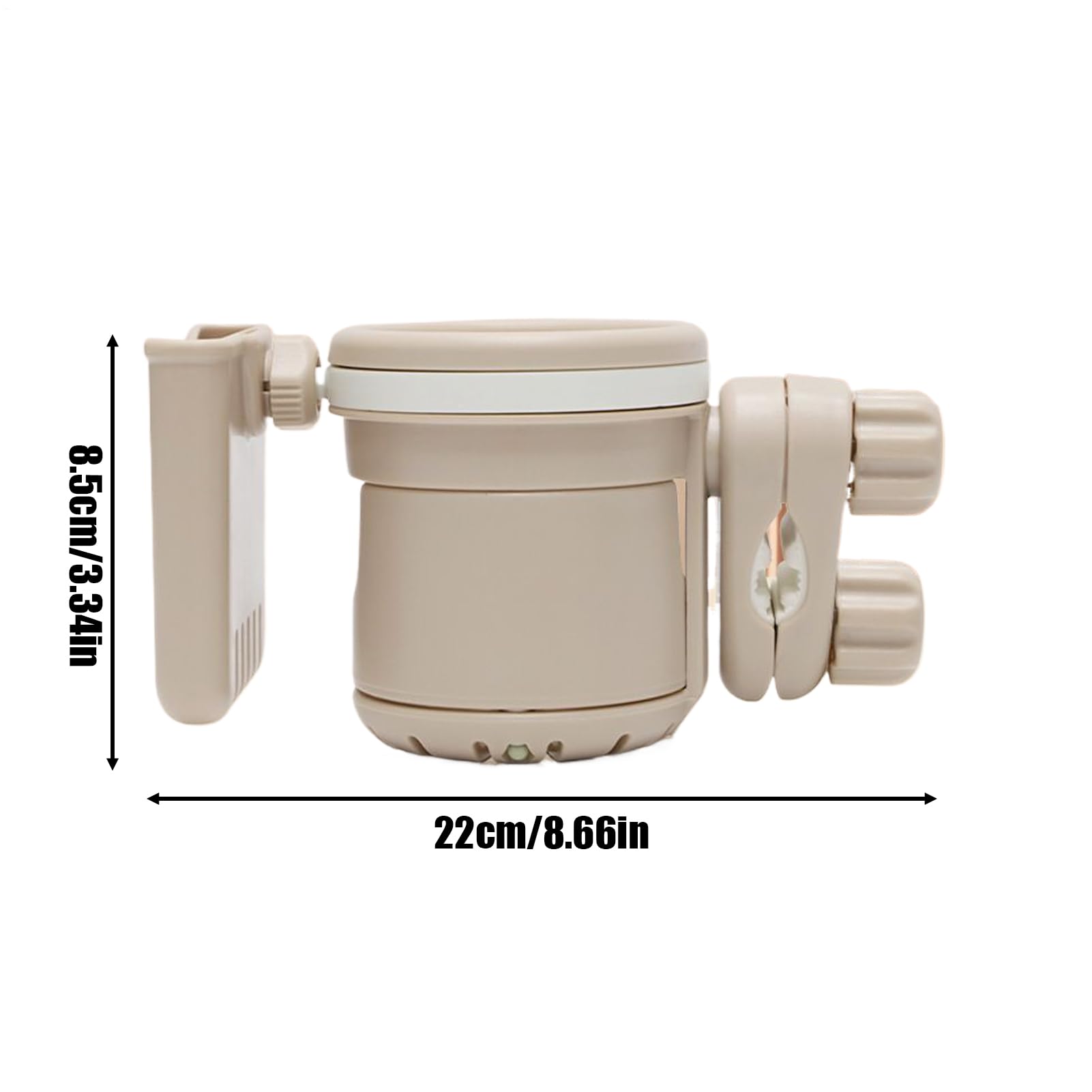 ベビーカー用ドリンクホルダー,360度回転式 スマホホルダー付き ベビーカー用飲み物スタンド - 滑り止..