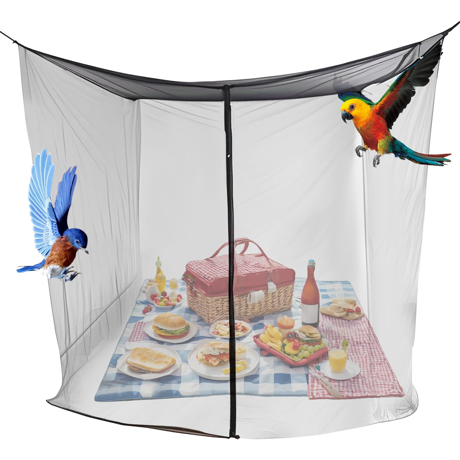 蚊帳 ハエ対策用 - ネット天蓋 | ブラック防護カバー 屋内 キャンプ ベランダ 屋外 寮 リビングルーム用