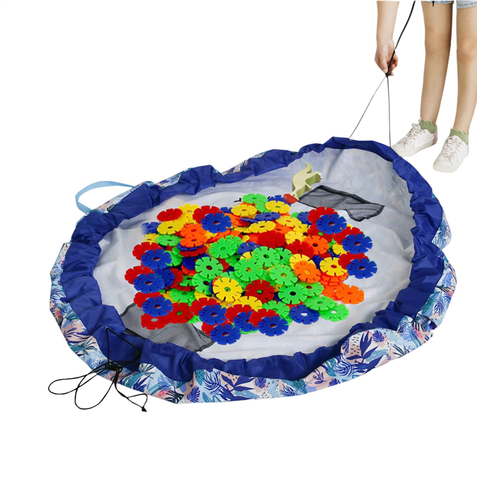 おもちゃ整理バッグ | 折りたたみ収納袋 おもちゃオーガナイザー,大容量 折りたたみ ポーチ トート ブロック パズル ボードゲーム 片付け お部屋 旅行用