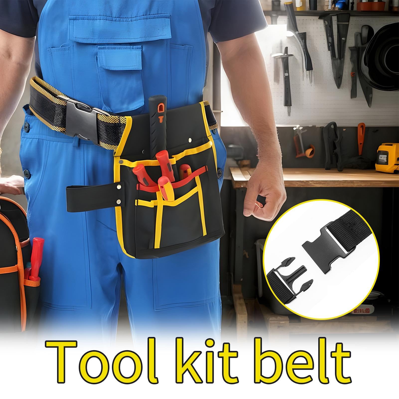 ツールベルト - 頑丈な作業用ツールベルト - クイックリリースウエストストラップ 大工 電気工 整備士 配管工 ガーデニング 釣り用