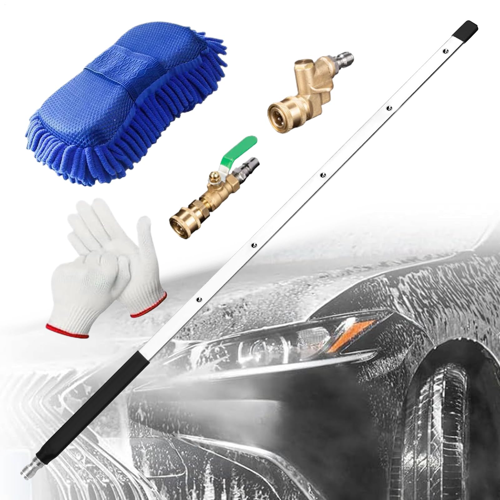 カー ラジエーター クリーニング ワンド,高圧ワンド | 60cm洗浄ロッド ノズルチップとクイックカプラー付き フラッシュツール 暖房換気空調 車 キャンピングカー トラック 家庭用排水溝用