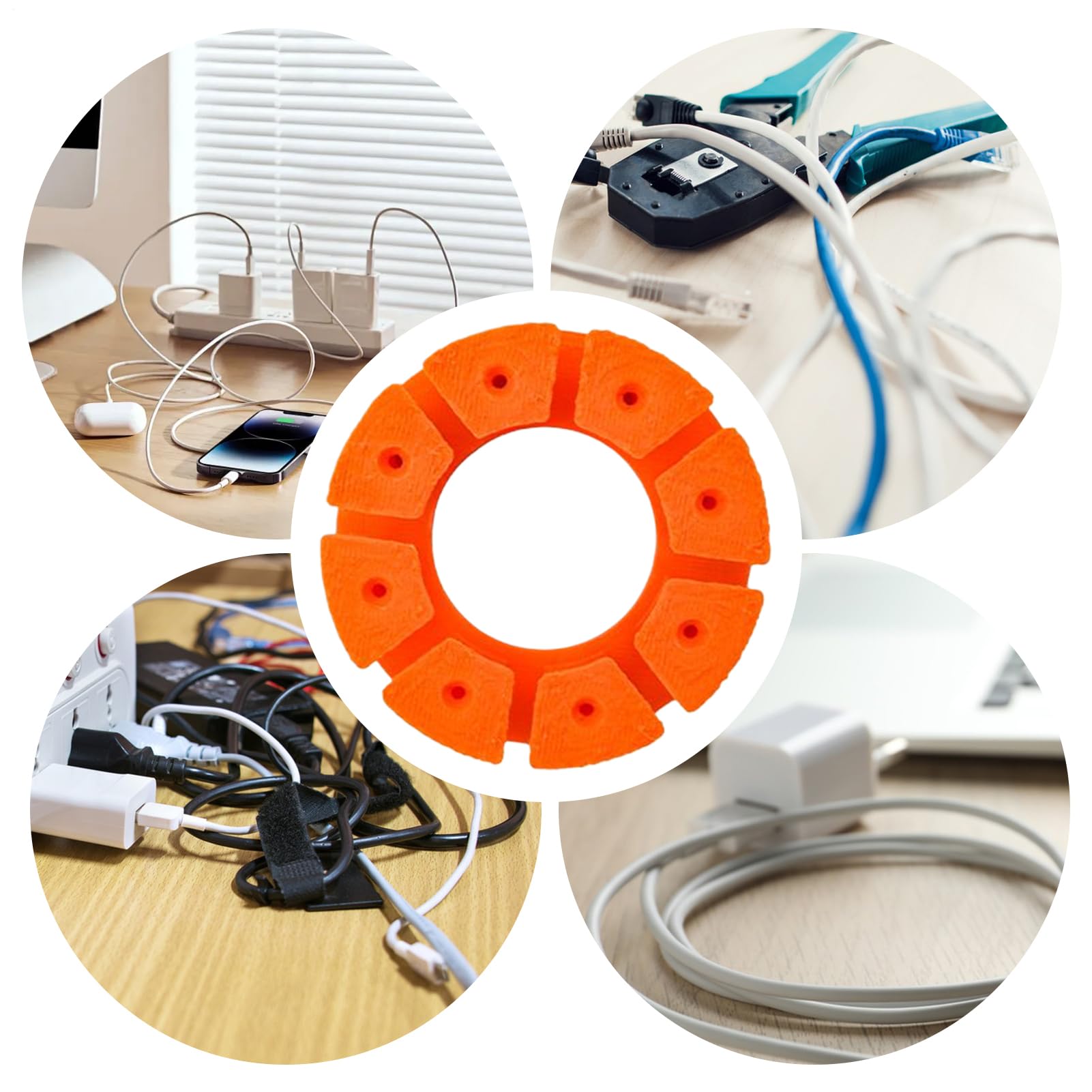 ケーブルワインダー,結束バンド付き コード整理 | ポータブル コード 巻き ホルダー 収納 キャビネット ベッドサイド キッチン デスク 家庭用